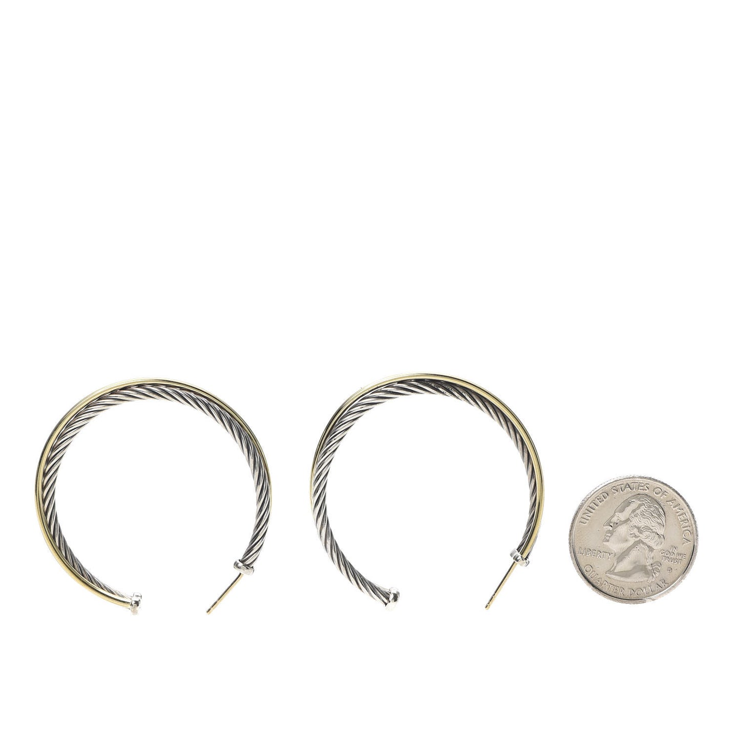 Sterling Silver 18K Yellow Gold 44mm Extra Large Crossover Cable Hoop Earrings