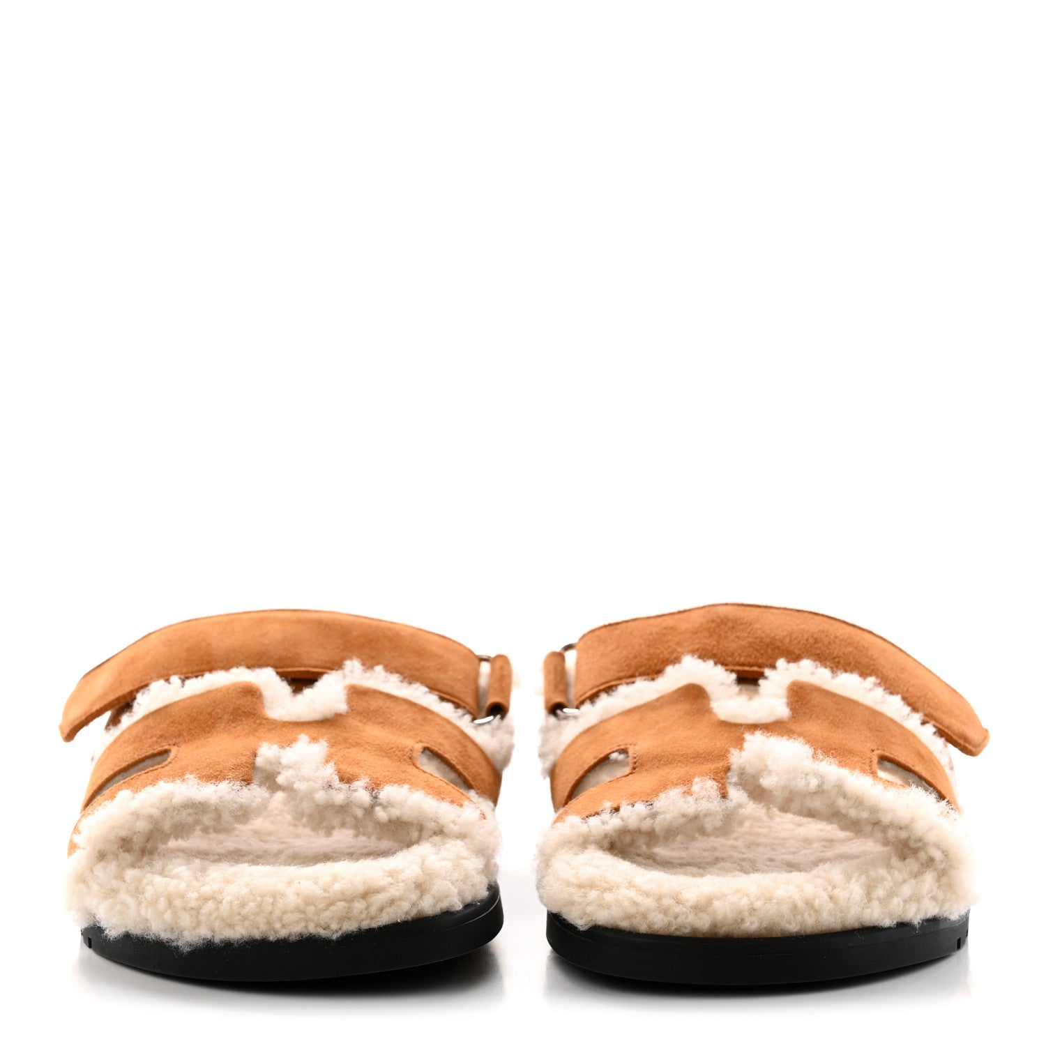 Hermes Suede Goatskin Woolskin Womens Chypre Sandals 36 Naturel Ecru 2 of 9