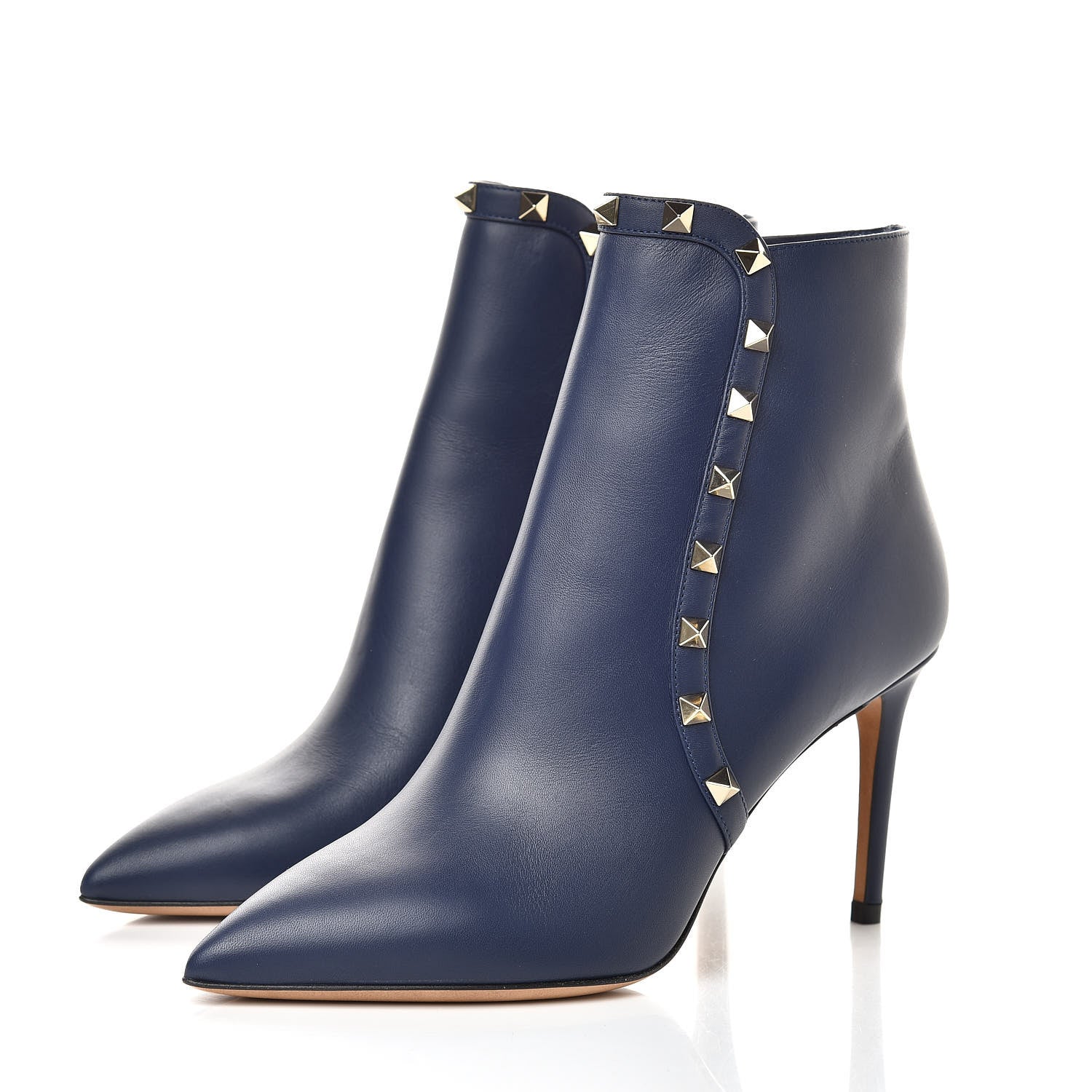 Valentino Garavani Calfskin Rockstud 85mm Ankle Booties 37 Pure Blue 3 of 9