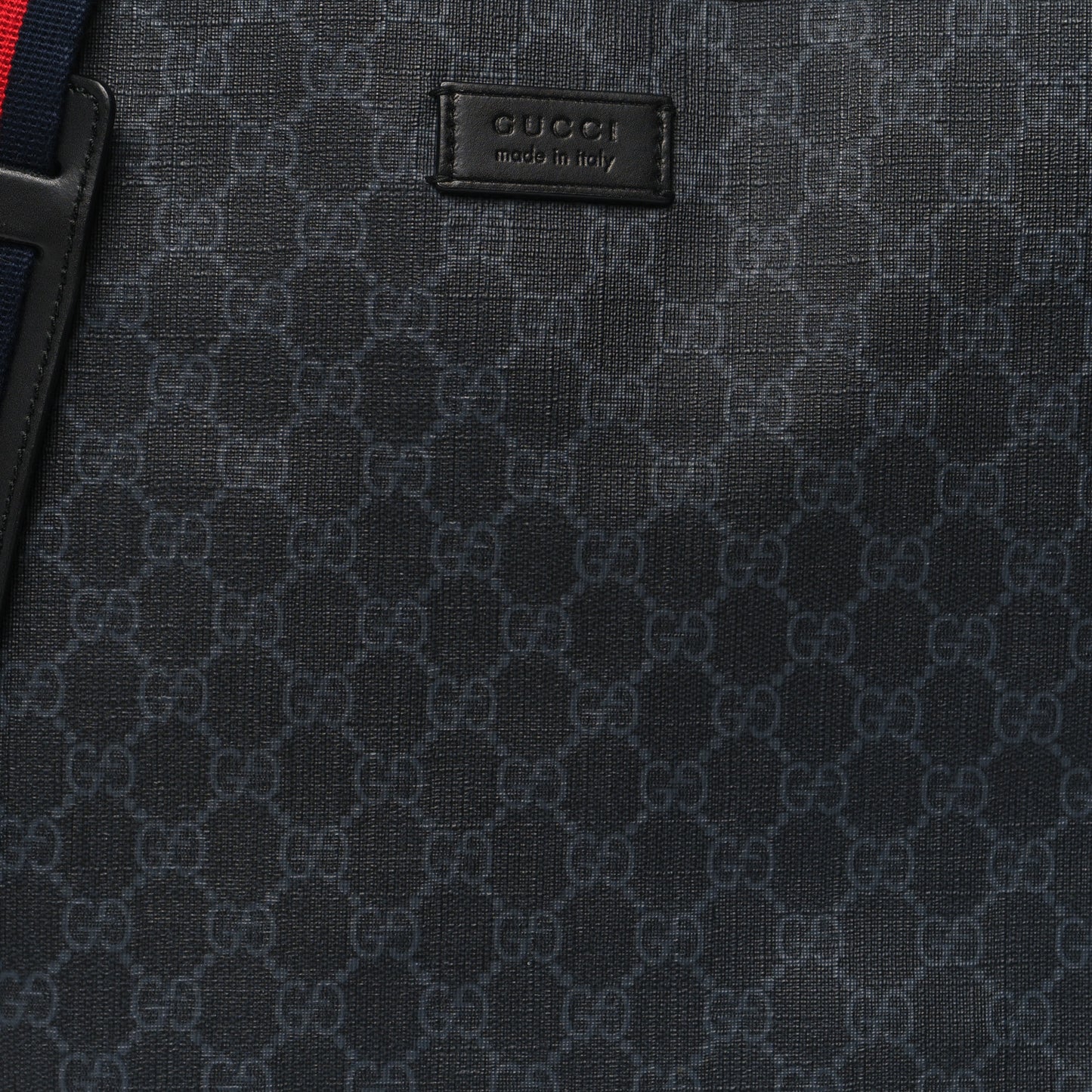 Soft GG Supreme Monogram Appia Calfskin Web Vertical Tote Black