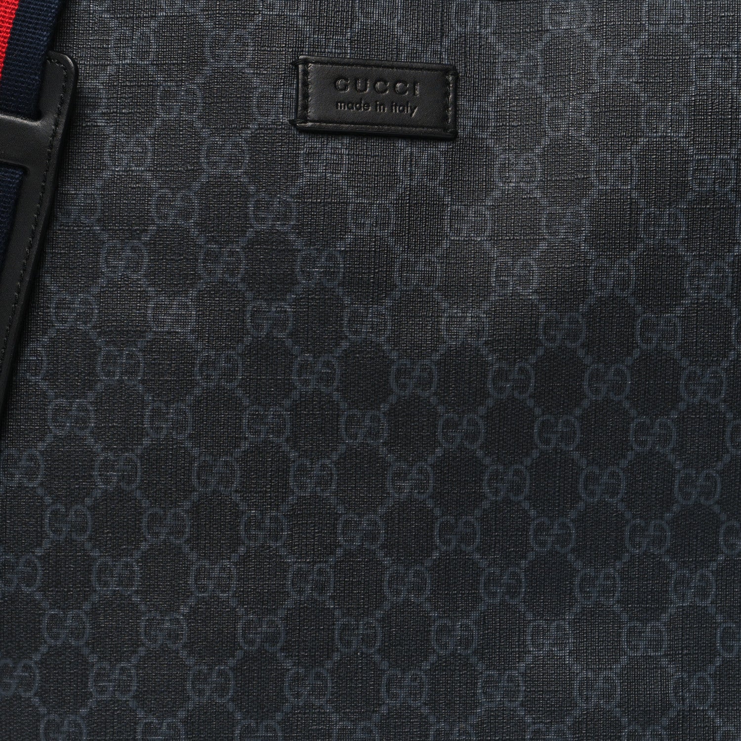 Gucci Soft GG Supreme Monogram Appia Calfskin Web Vertical Tote Black 8 of 10