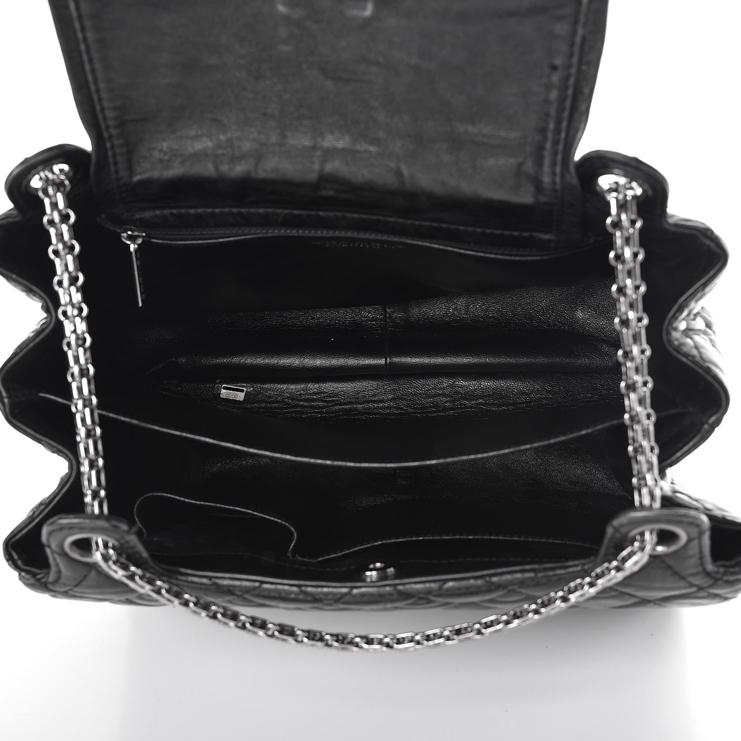 Chanel Metallic Aged Calfskin Quilted Reissue 2.55 Accordion Flap Black 6 of 8