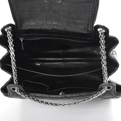 Chanel Metallic Aged Calfskin Quilted Reissue 2.55 Accordion Flap Black 6 of 8