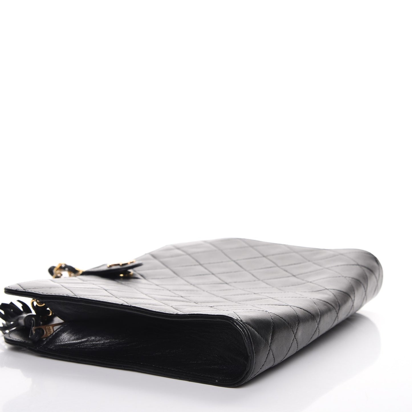 Lambskin Quilted Tassel Chain Bag Black