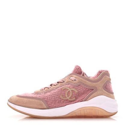 Chanel Suede Calfskin Stretch Fabric CC Sneakers 36.5 Pink 1 of 12