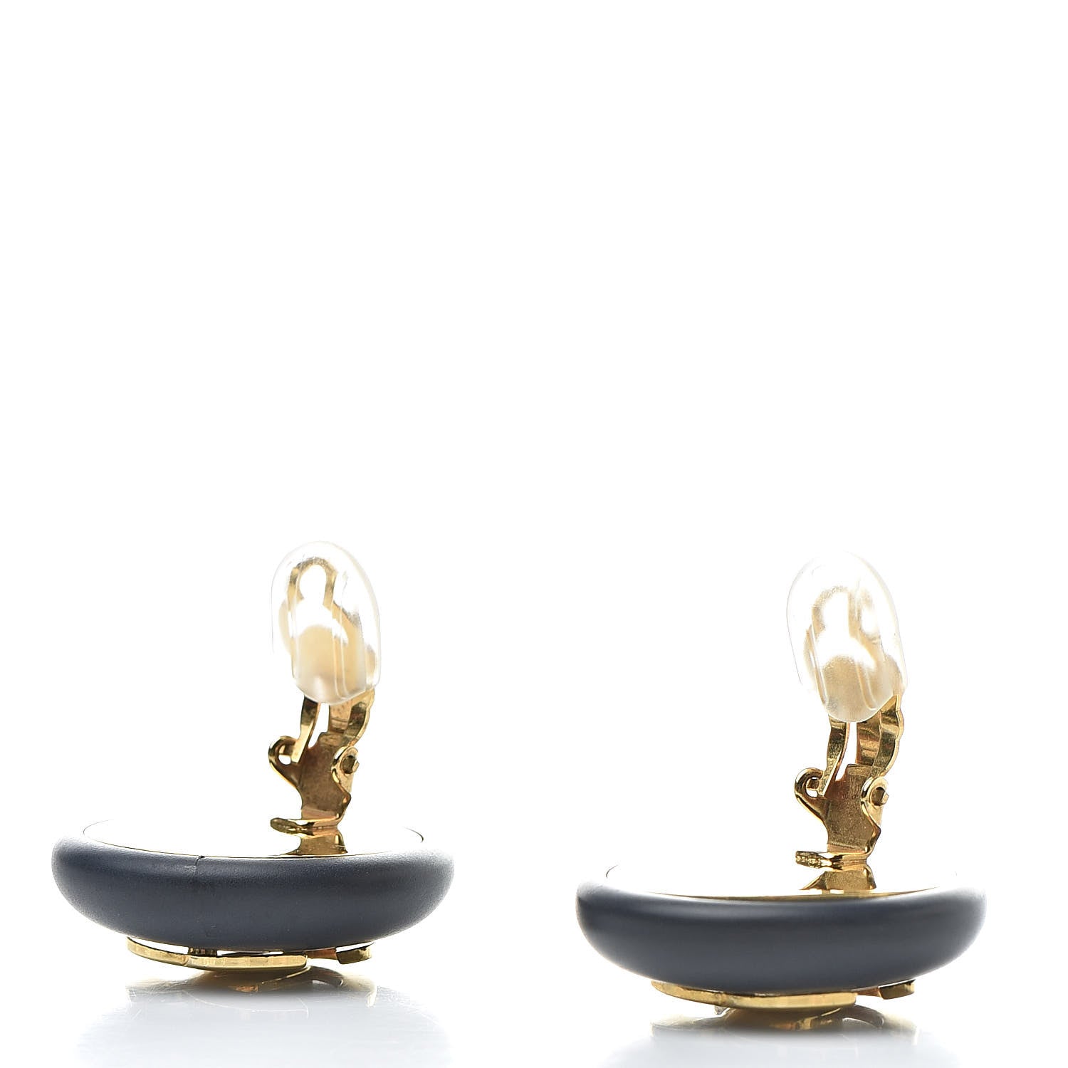 Chanel CC Clip On Earrings Navy Gold 3 of 6