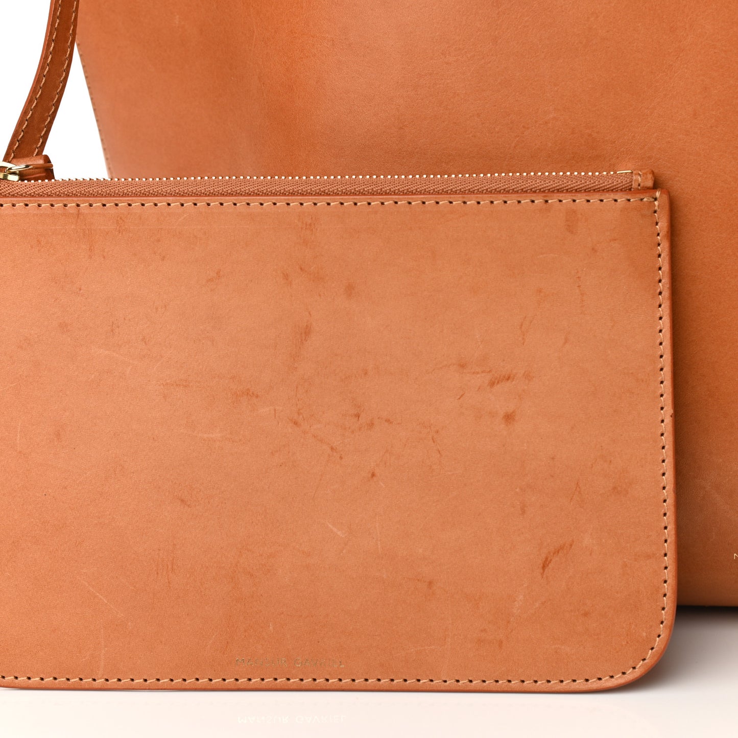 Vegetable Tanned Calfskin Large Shopping Bag Camello Blue