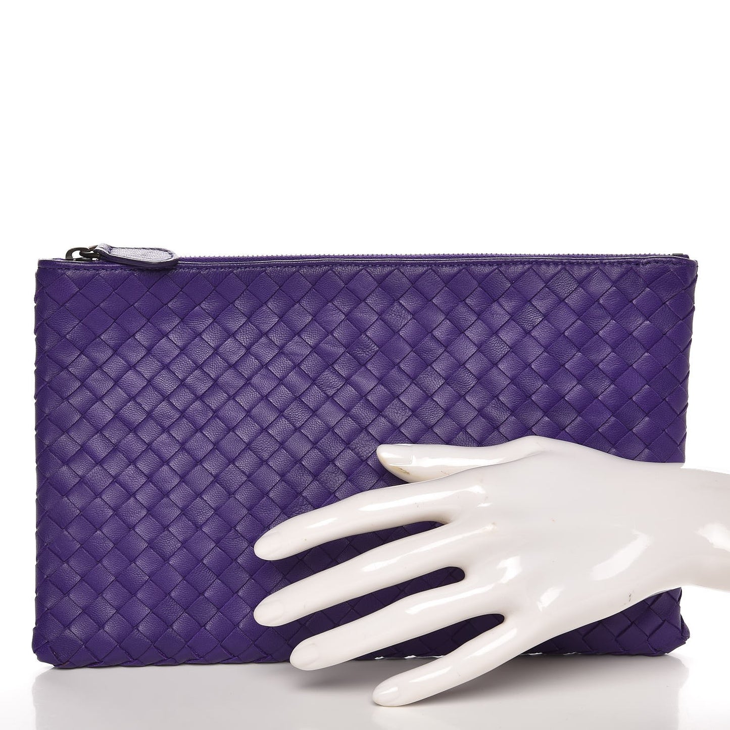 Nappa Intrecciato Medium Zip Pouch Anemone