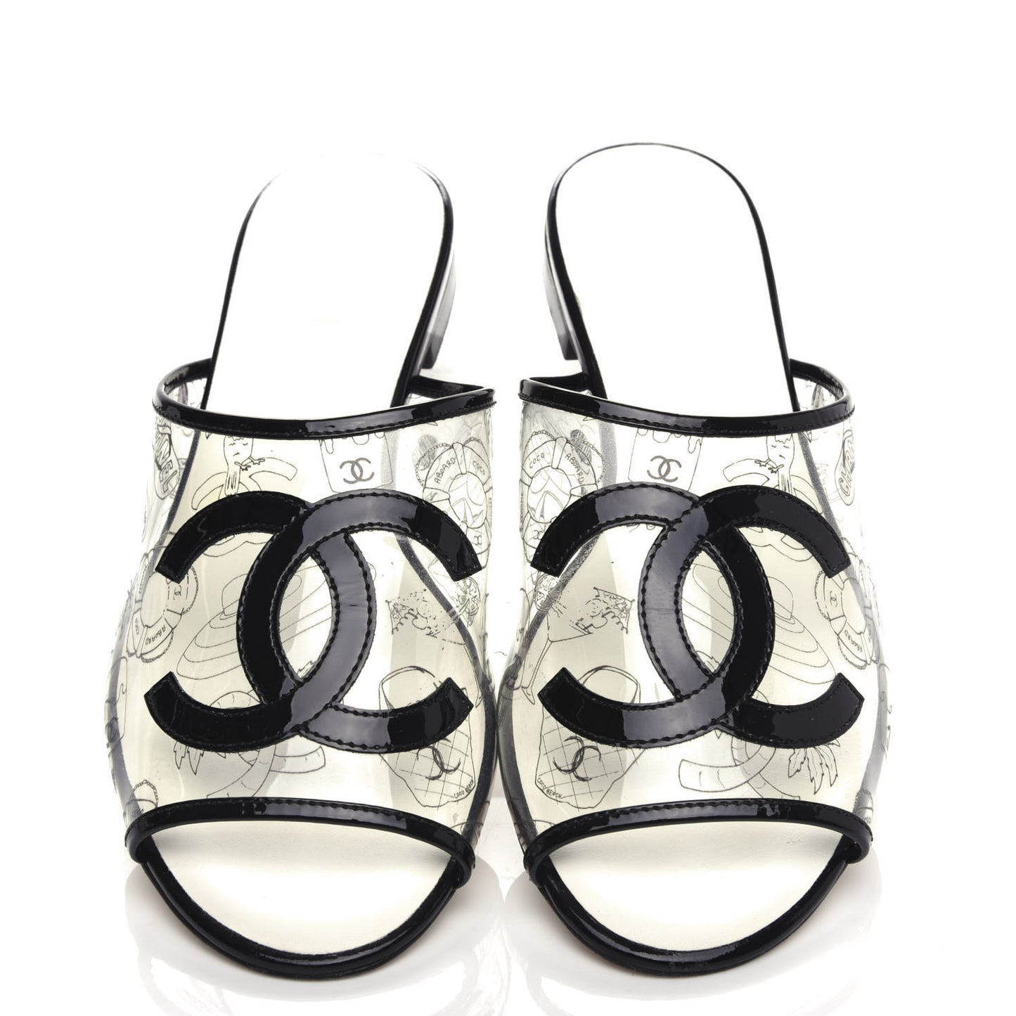 Patent PVC CC Sandal Mule 39 Black