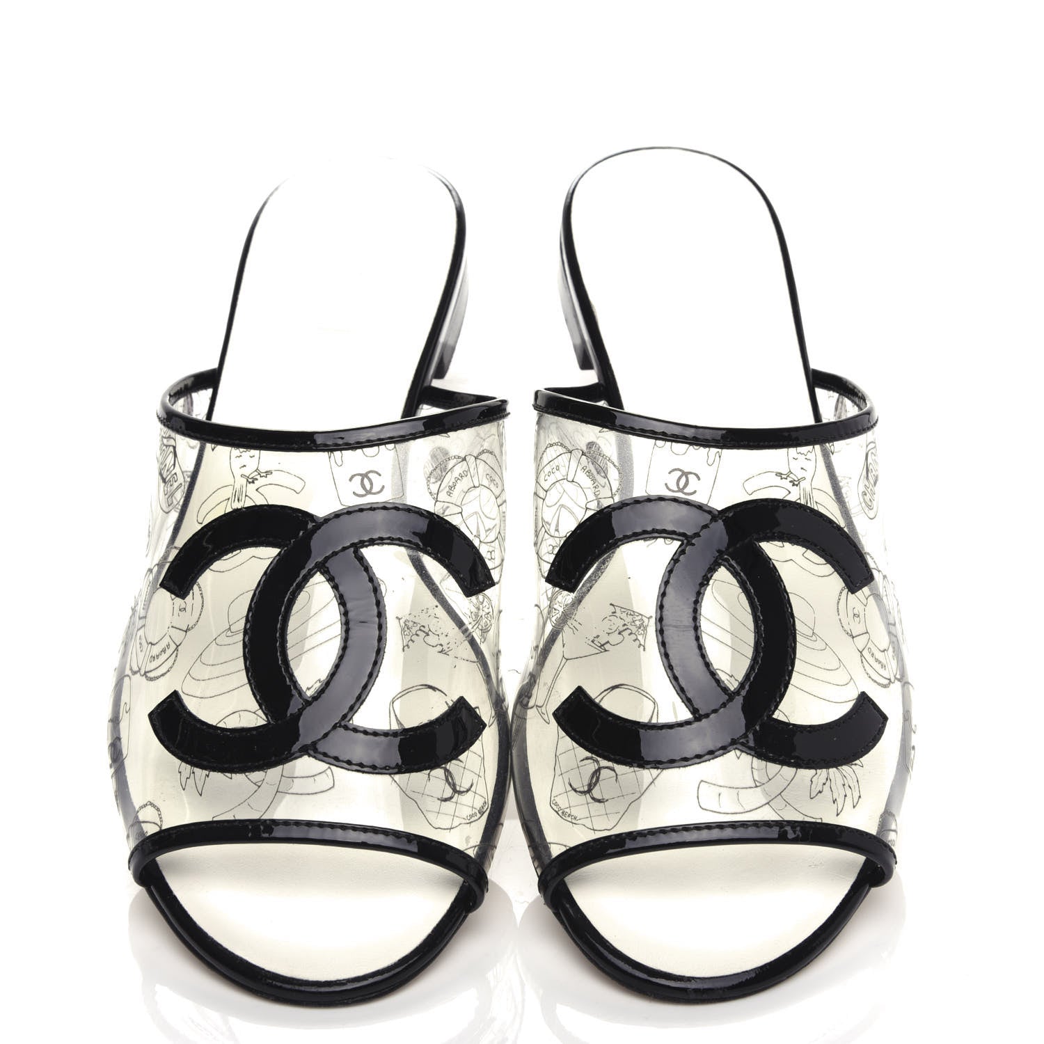 Chanel Patent PVC CC Sandal Mule 39 Black 5 of 10