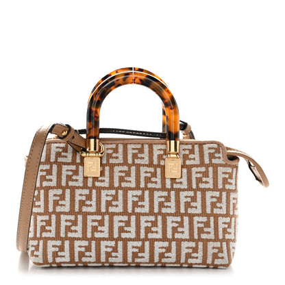 Fendi Raffia Chenille Vitello King Plexiglass Micro FF Mini By The Way Top Handle Boston Bag Naturale White 1 of 11