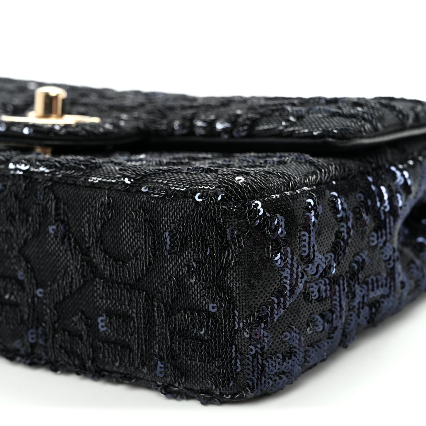 Sequin Quilted Small Single Flap Black