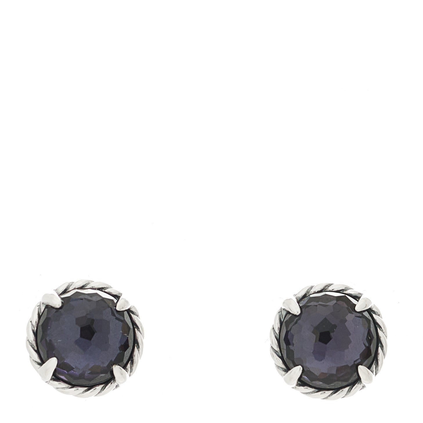 David Yurman Sterling Silver Black Orchid 8mm Chatelaine Earrings 1 of 4
