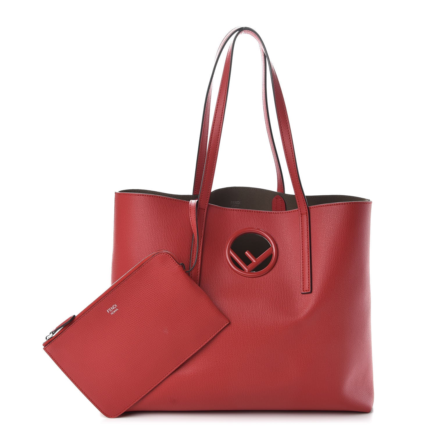 Fendi Vitello Vienna Enamel F is Fendi Shopping Tote Fiamma Taupe 1 of 9