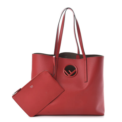 Fendi Vitello Vienna Enamel F is Fendi Shopping Tote Fiamma Taupe 1 of 9