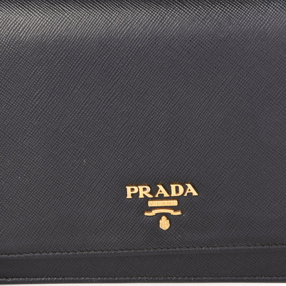 Prada Saffiano Metal Flap Wallet With Strap Black 9 of 10