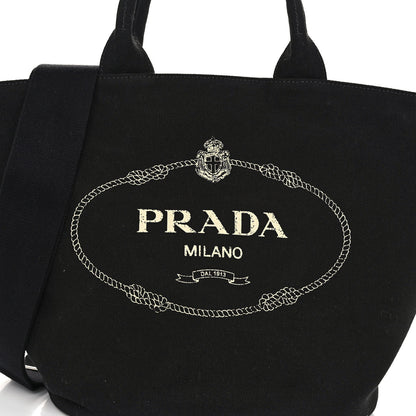 Prada Canapa Small Shopping Tote Black 9 of 11