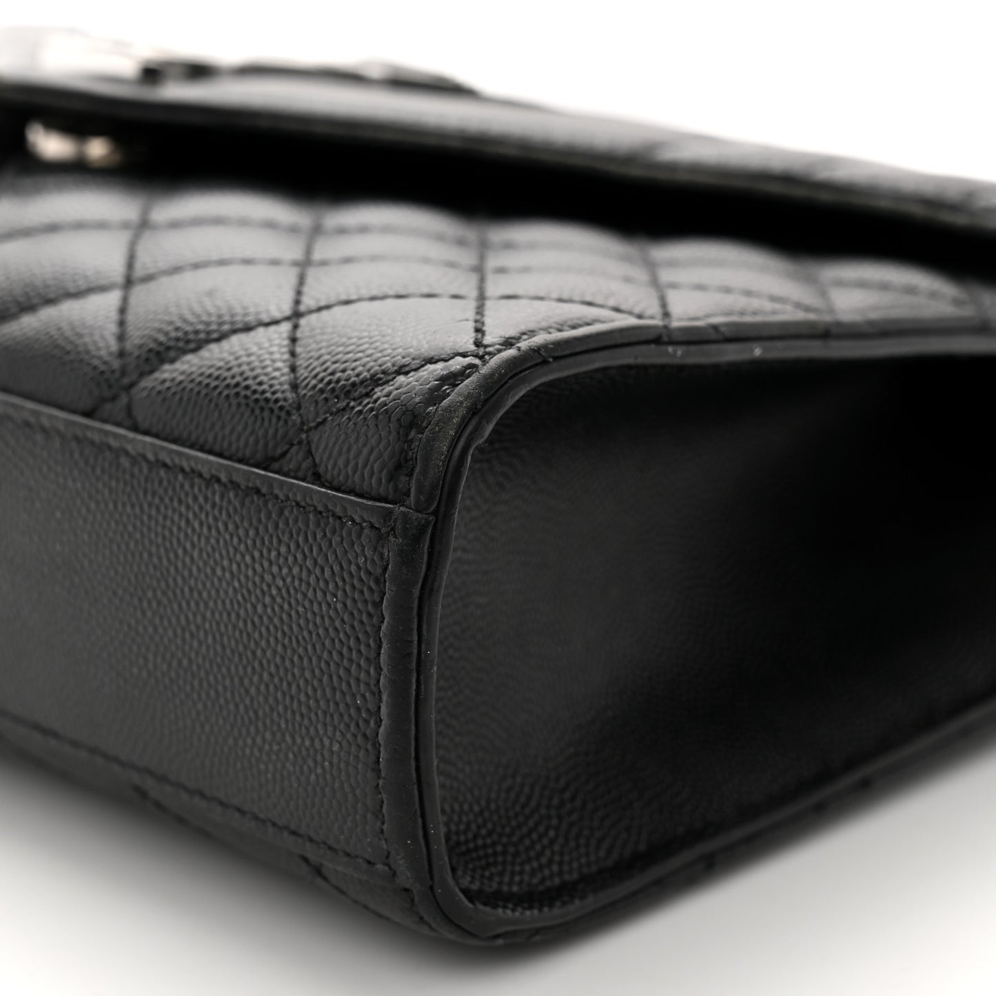 Grain De Poudre Textured Mixed Matelasse Triquilt Medium Monogram Satchel Black