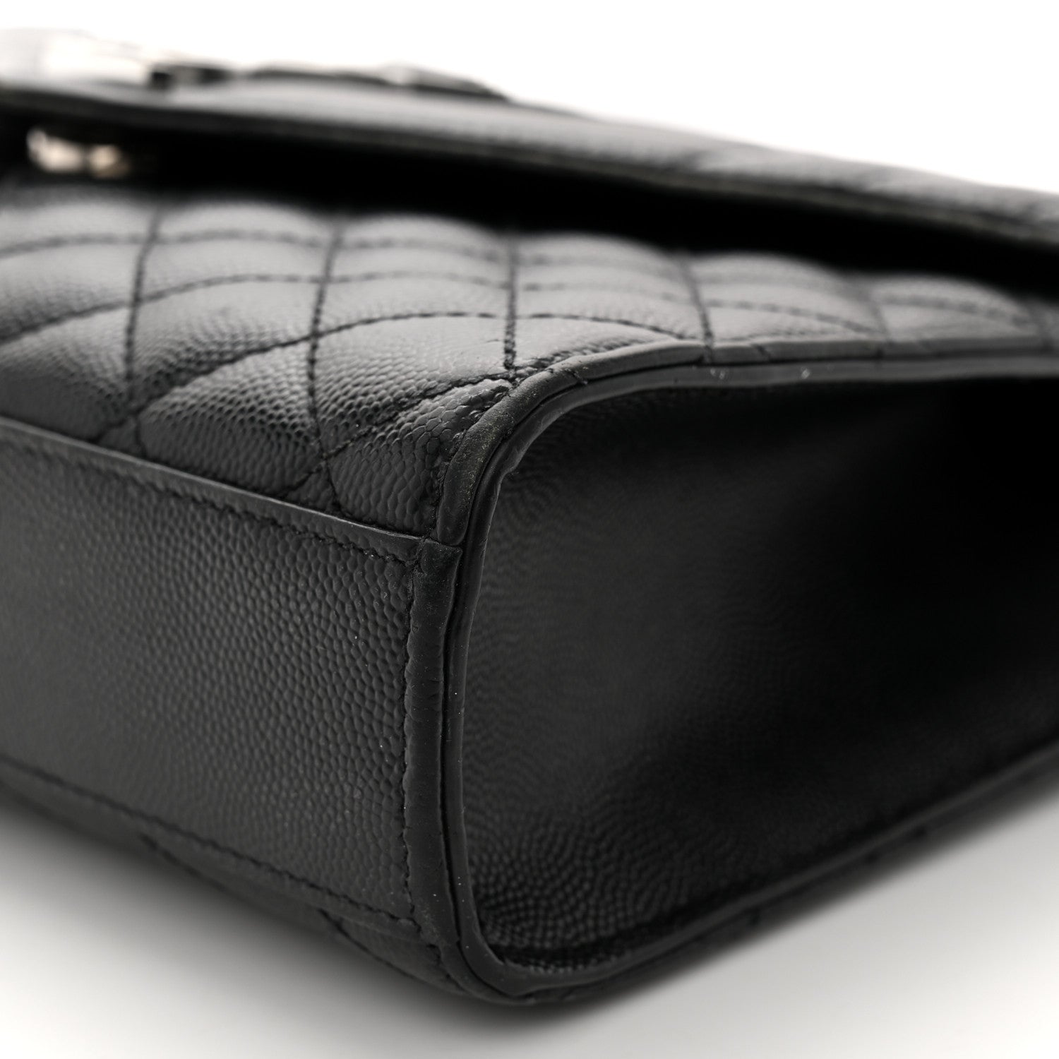 Saint Laurent Grain De Poudre Textured Mixed Matelasse Triquilt Medium Monogram Satchel Black 10 of 14