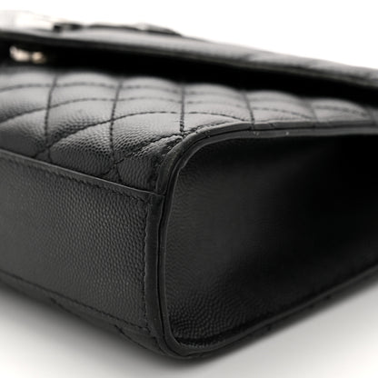 Saint Laurent Grain De Poudre Textured Mixed Matelasse Triquilt Medium Monogram Satchel Black 10 of 14
