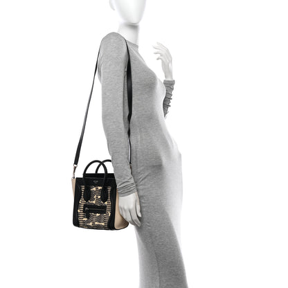 Celine Watersnake Calfskin Nano Tri-Color Luggage Black 2 of 10