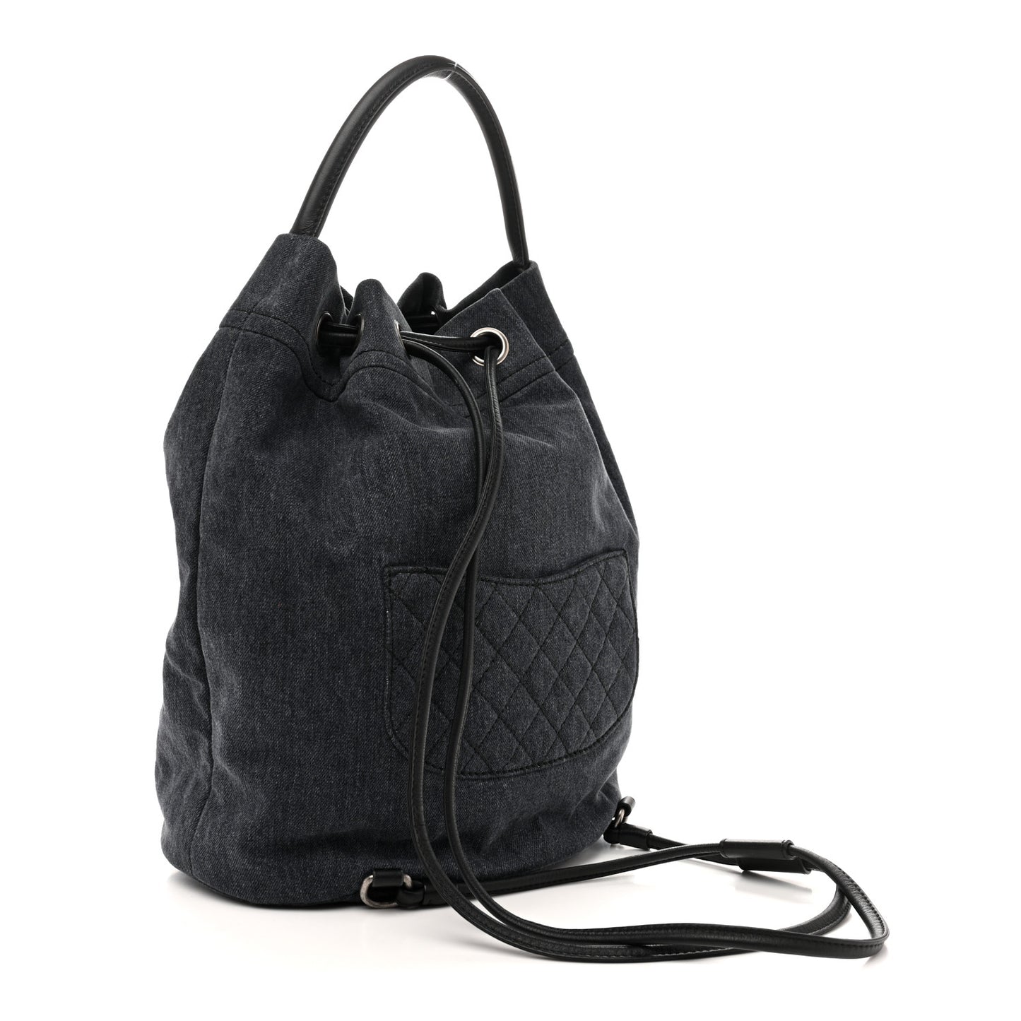 Denim Drawstring Backpack Blue