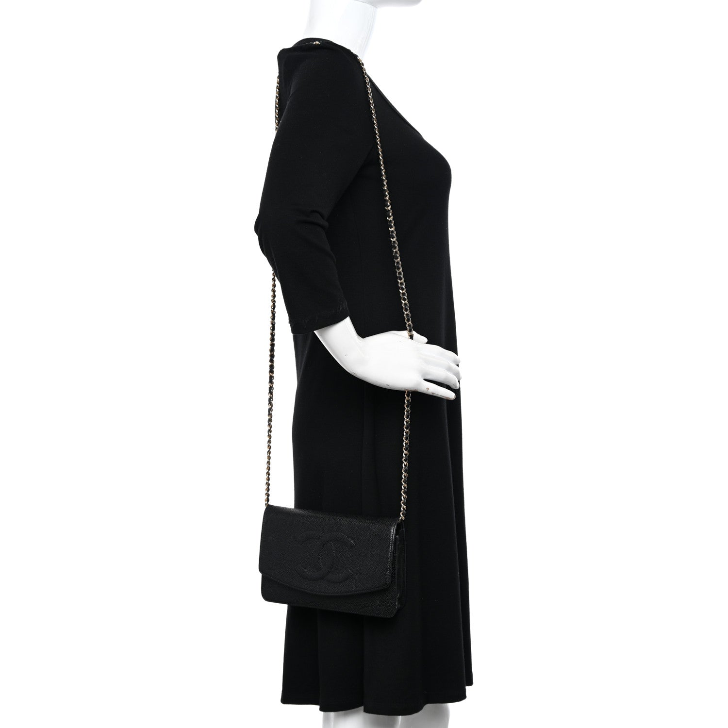 Chanel Caviar Timeless CC Wallet On Chain WOC Black 2 of 13