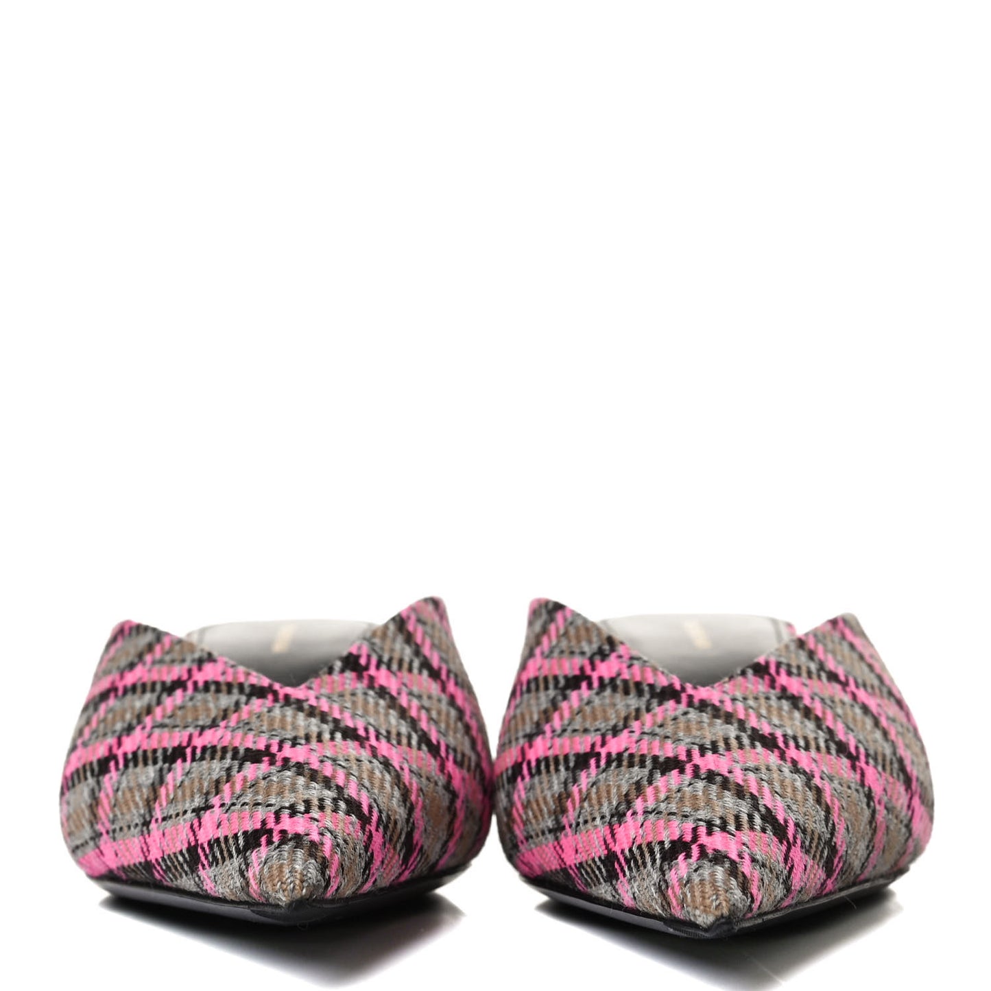 Wool Check Pointed Toe 40mm Mules 38 Grey Pink