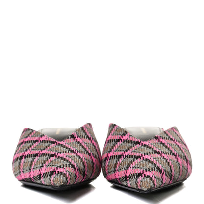 Balenciaga Wool Check Pointed Toe 40mm Mules 38 Grey Pink 2 of 12