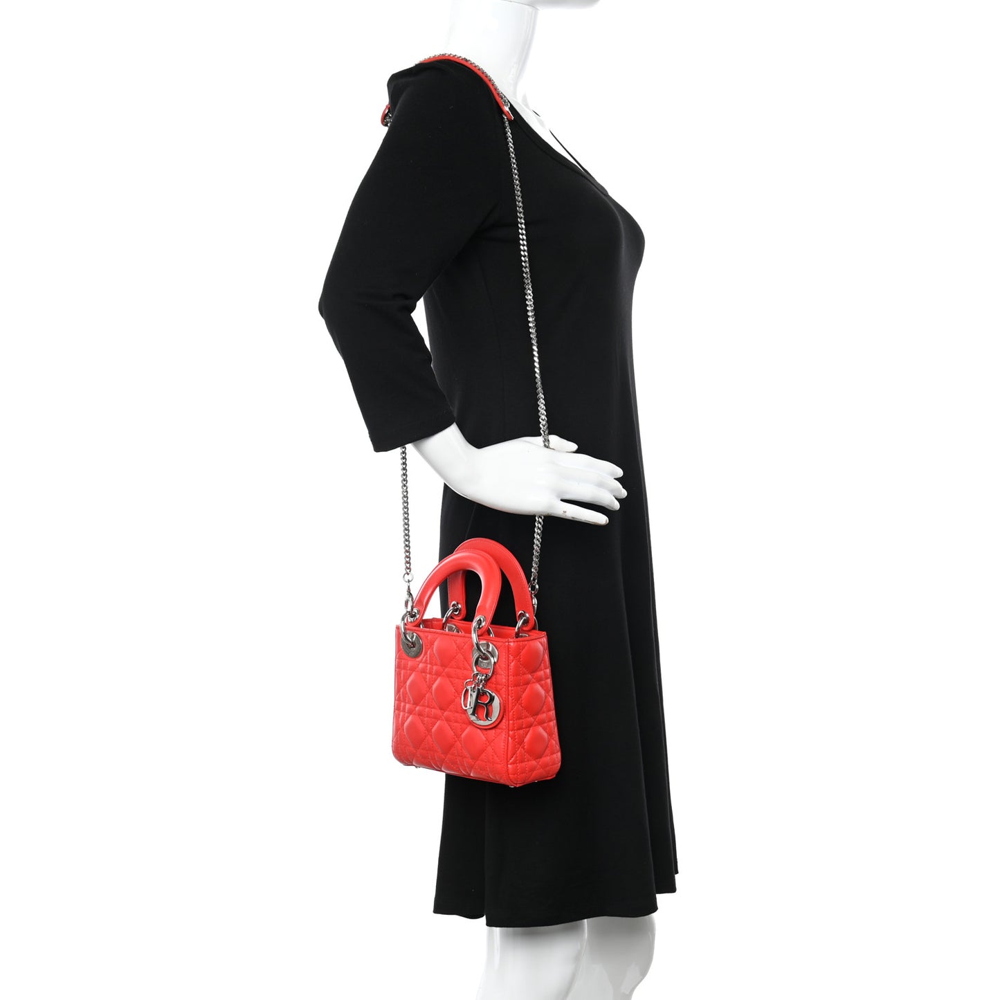 Lambskin Cannage Mini Lady Dior Red