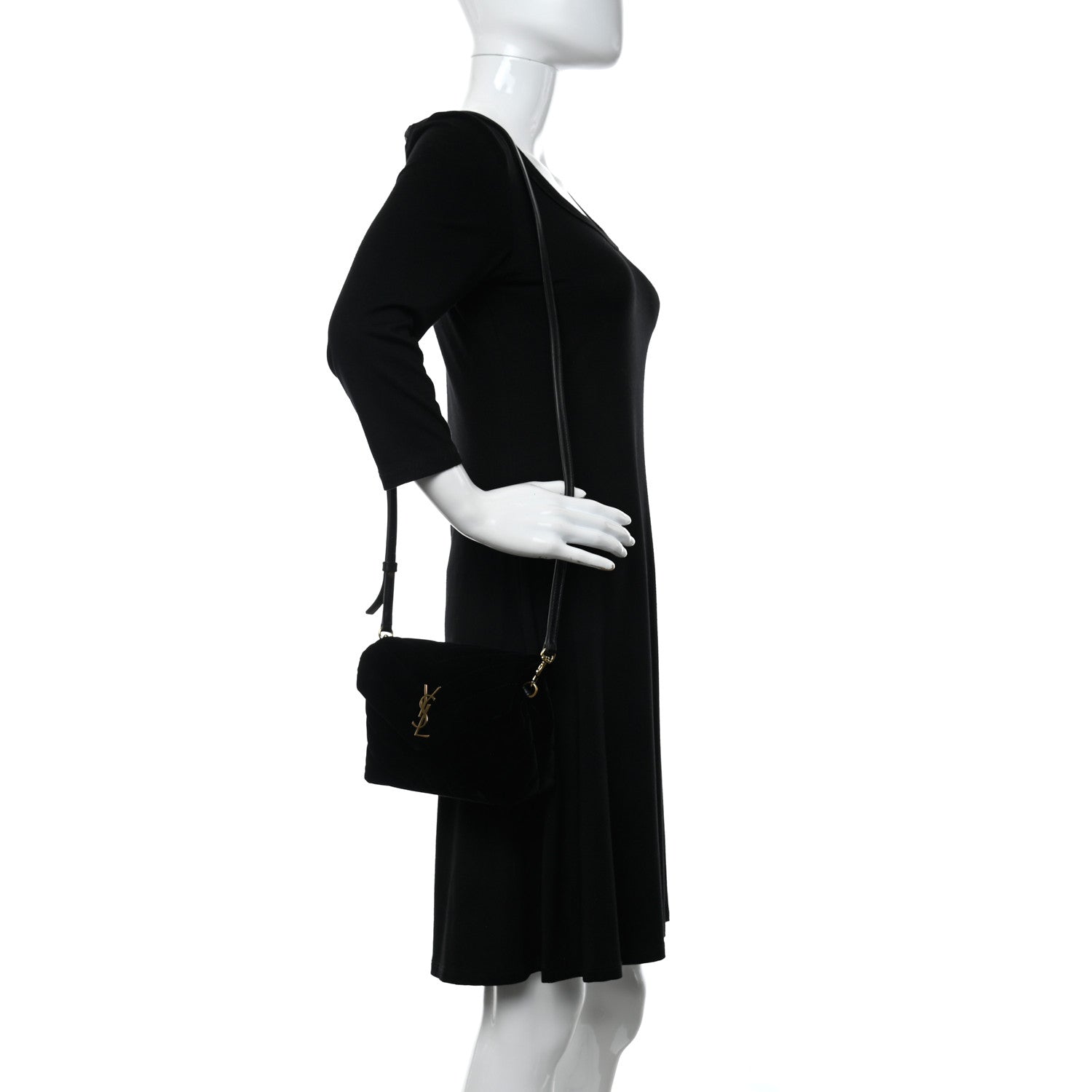 Saint Laurent Velvet Y Quilted Monogram Toy Loulou Chain Satchel French Black 2 of 11