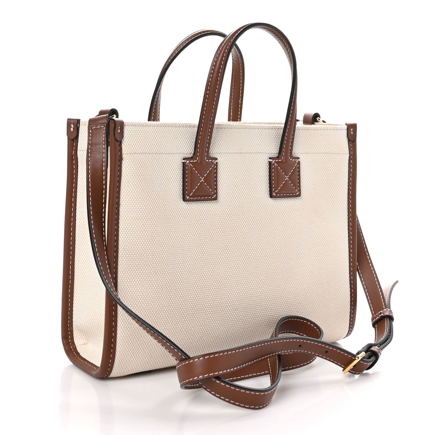 Canvas Smooth Calfskin Mini Two Tone Freya Tote Brown
