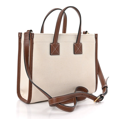 Burberry Canvas Smooth Calfskin Mini Two Tone Freya Tote Brown 3 of 9
