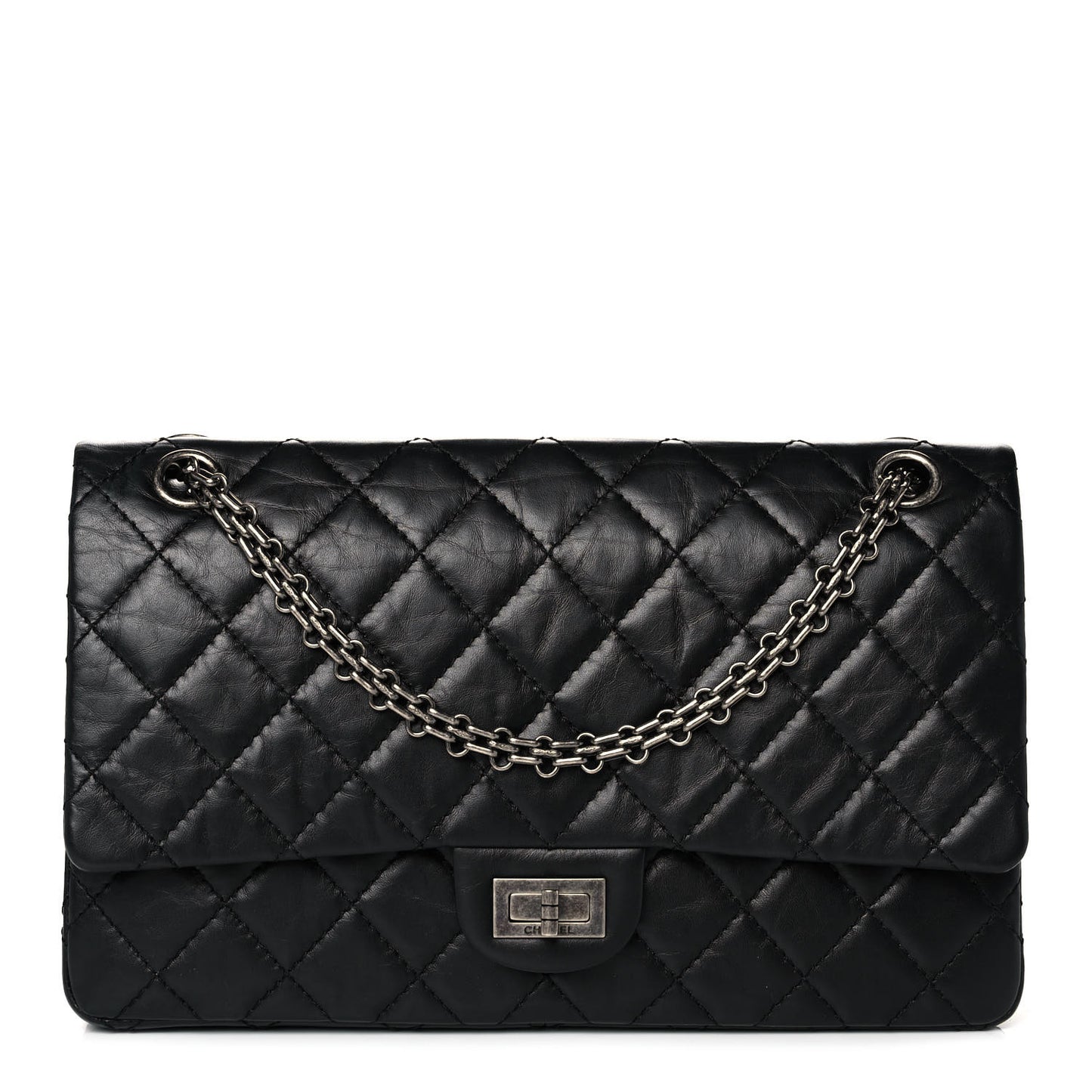Aged Calfskin Quilted 2.55 Reissue 226 Flap Black