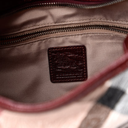 Burberry Nova Check Embossed Brooklyn Hobo Burgundy 6 of 12