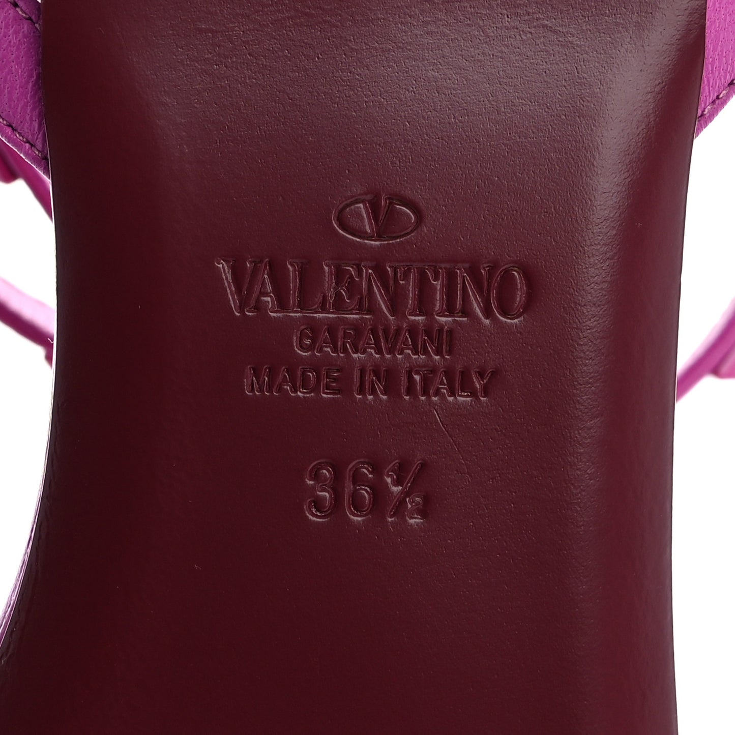 Calfskin Lacquered Monochrome Rockstud Cross Ankle Wrap Flat Sandals 36.5 Violet