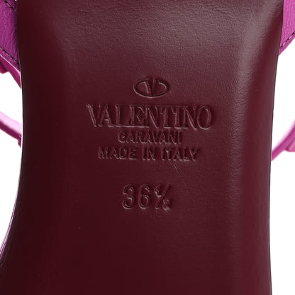 Valentino Garavani Calfskin Lacquered Monochrome Rockstud Cross Ankle Wrap Flat Sandals 36.5 Violet 8 of 9