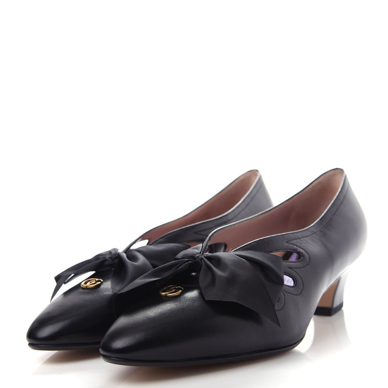 Gucci Malaga Kid Bow Berith Low Heel Pumps 39 Black 3 of 12
