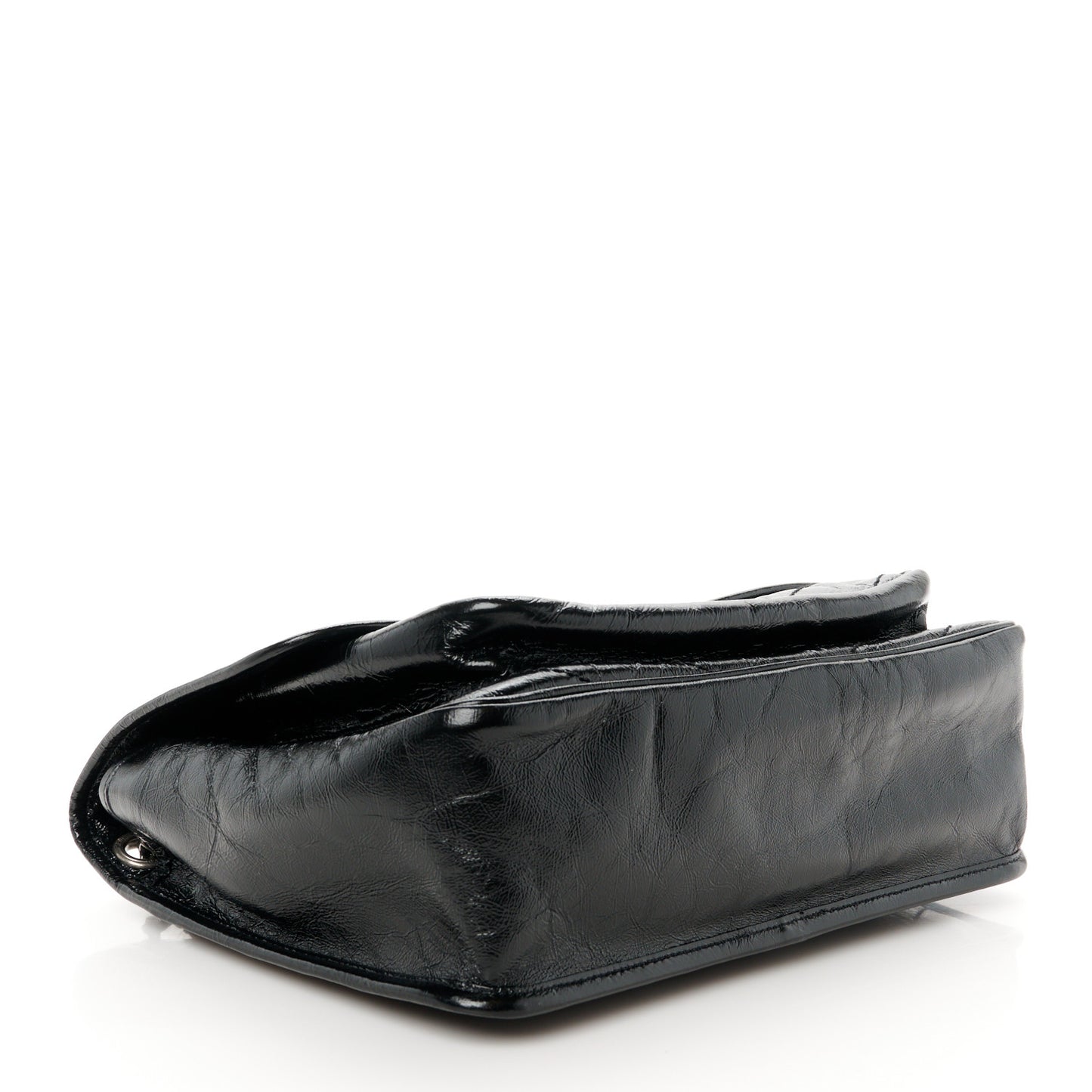 Crinkled Calfskin Matelasse Monogram Medium Niki Chain Satchel Black