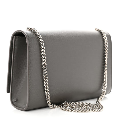 Saint Laurent Grain De Poudre Medium Classic Monogram Kate Satchel Earth Grey 3 of 10