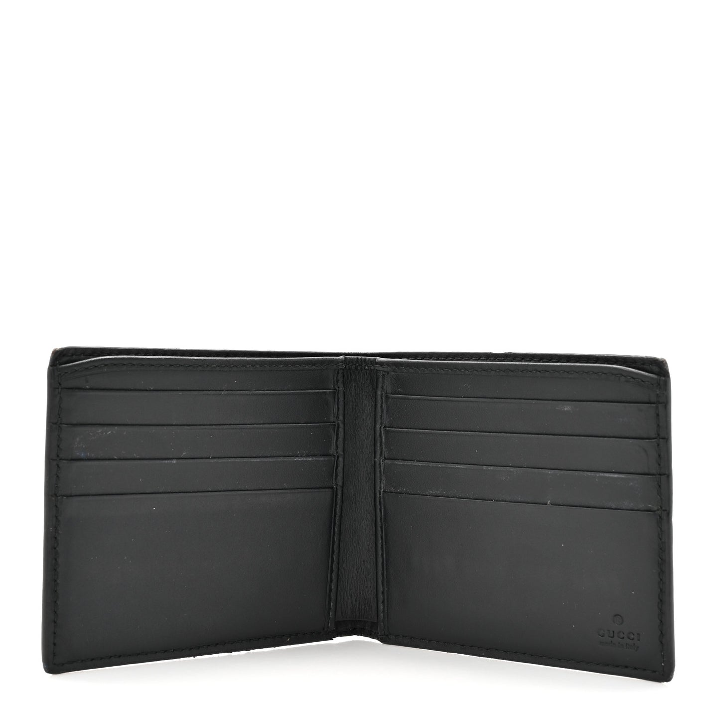 GG Supreme Monogram Selleria Calfskin Wolf Nice Bi-Fold Wallet Beige Ebony Multicolor Black