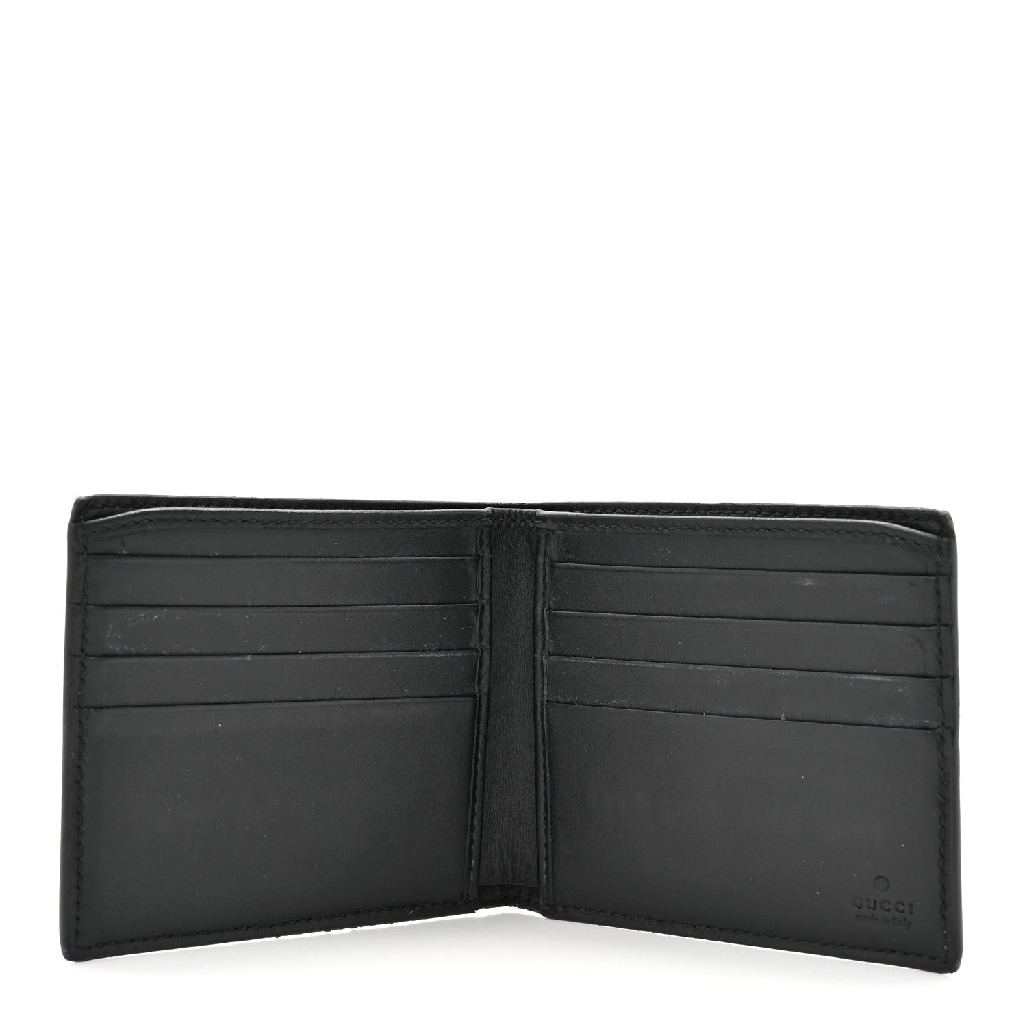 Gucci GG Supreme Monogram Selleria Calfskin Wolf Nice Bi-Fold Wallet Beige Ebony Multicolor Black 5 of 12