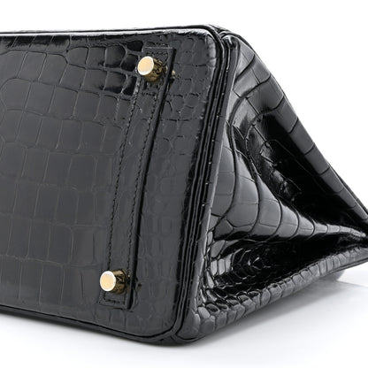 Hermes Shiny Porosus Crocodile Birkin 30 Black 9 of 15