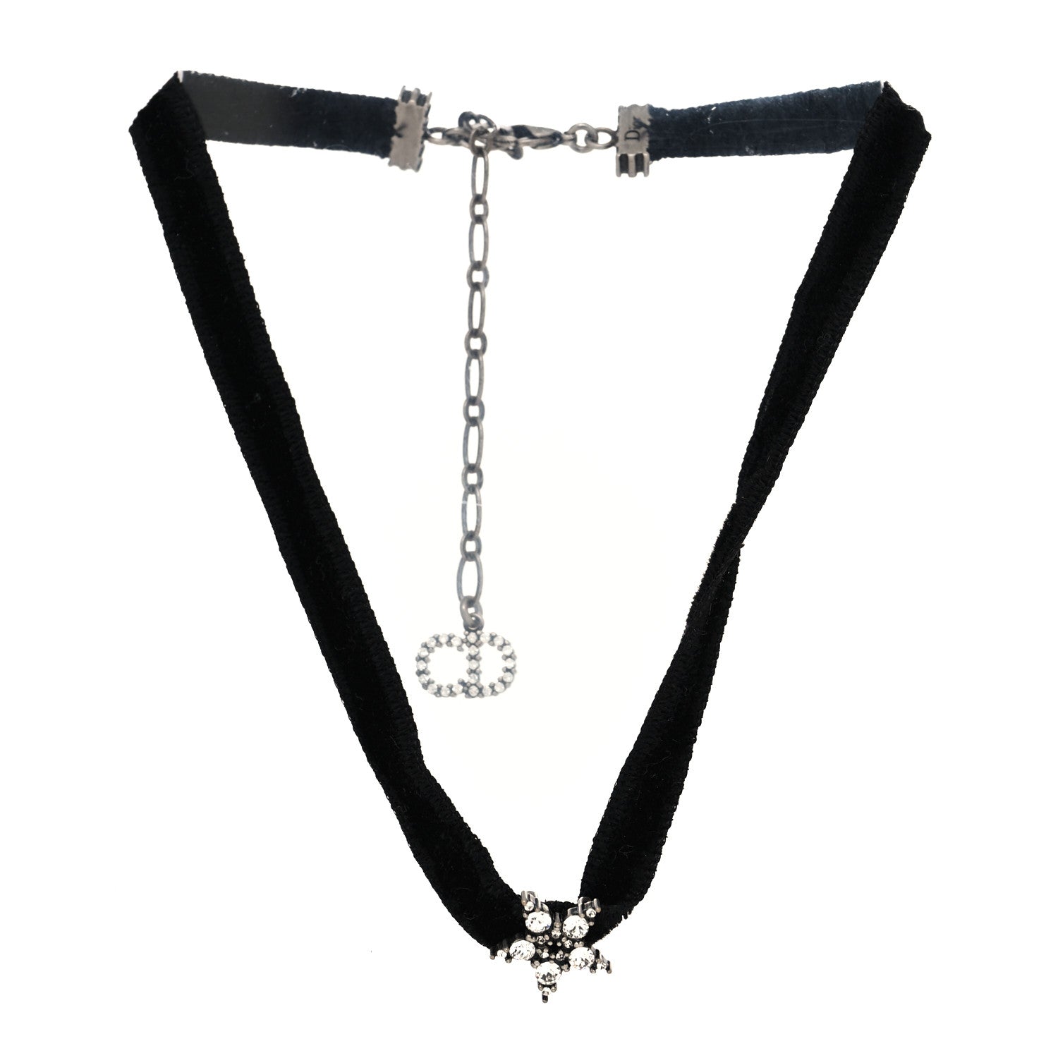 Christian Dior Velvet Crystal Star Choker Necklace Black 3 of 5