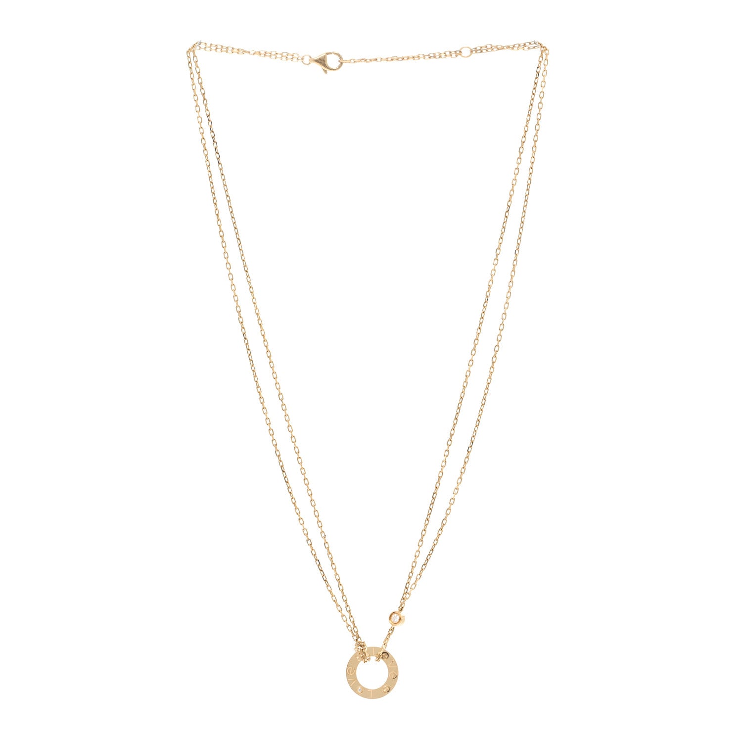 Cartier 18K Yellow Gold 2 Diamond LOVE Necklace 3 of 4
