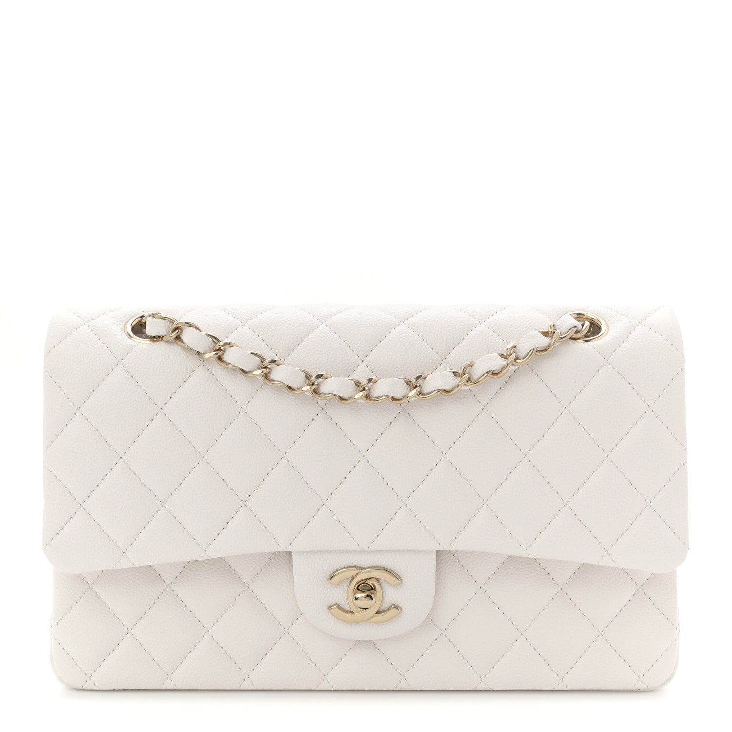 Chanel Caviar Quilted Medium Double Flap White 1 of 10