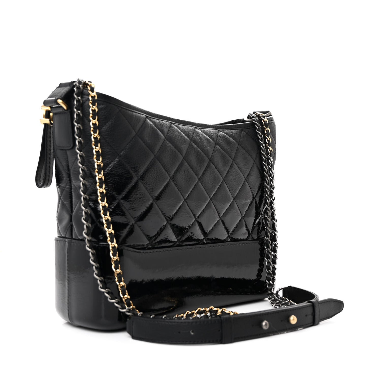Aged Calfskin Quilted Medium Gabrielle Hobo Black