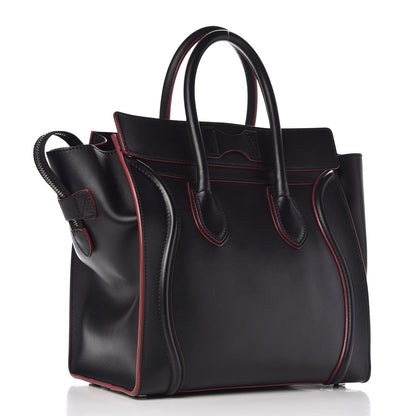 Celine Smooth Calfskin Mini Luggage Black Pink Trim 3 of 14