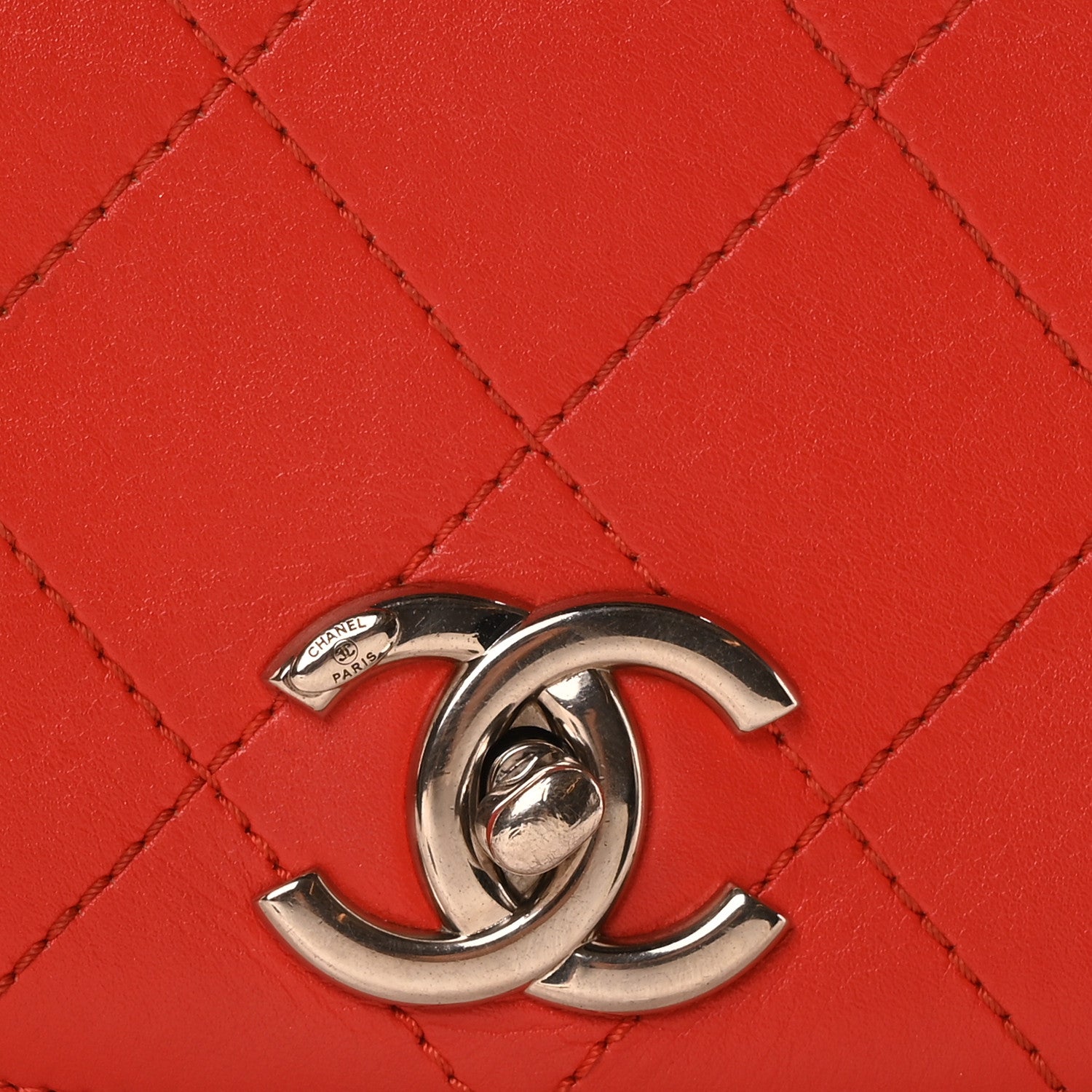Chanel Calfskin Stitched Small Ring My Bag Flap Crossbody Red 8 of 10
