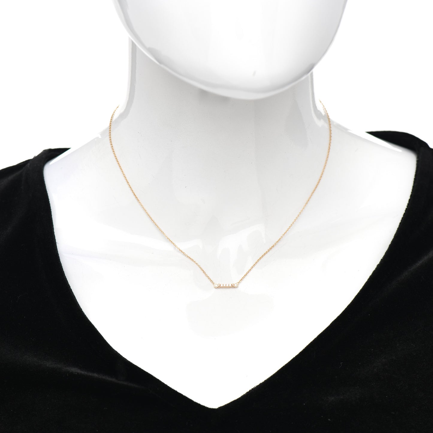 18K Rose Gold Diamond Fleur de Lis Key Bar Pendant Necklace